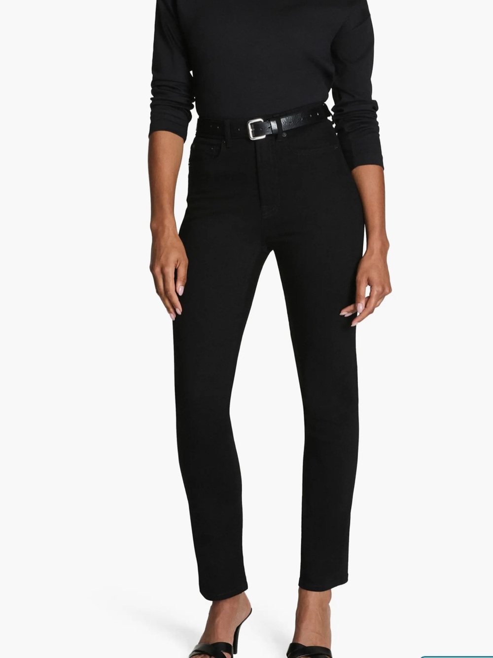 New Spanx Spanxsculpt Redefine Slim Straight Jeans Women's Sz 10 Black Eclipse